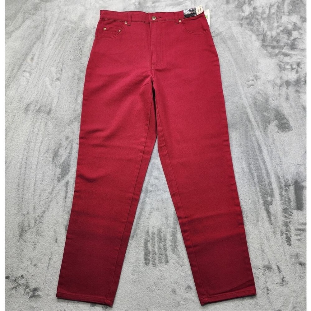 NEW Vintage Style&Co Jeans Womens 14 Red High Rise Tapered Stretch Denim